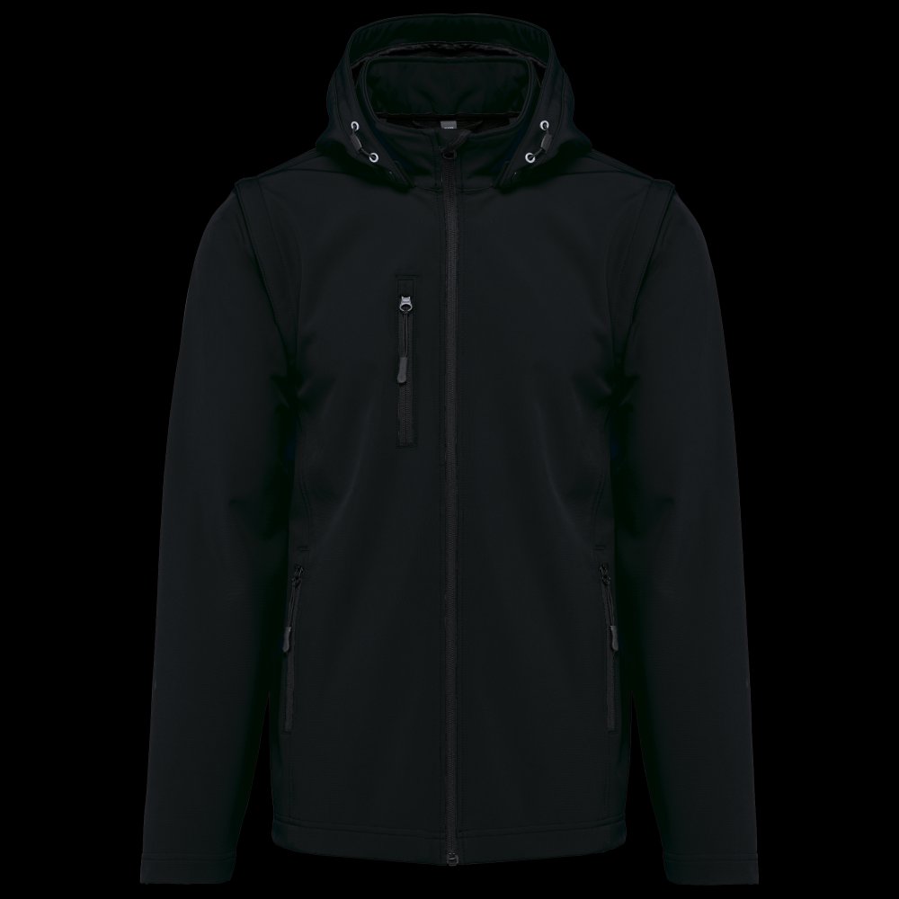 Veste Softshell 3 couches à capuche avec manches amovibles unisexe