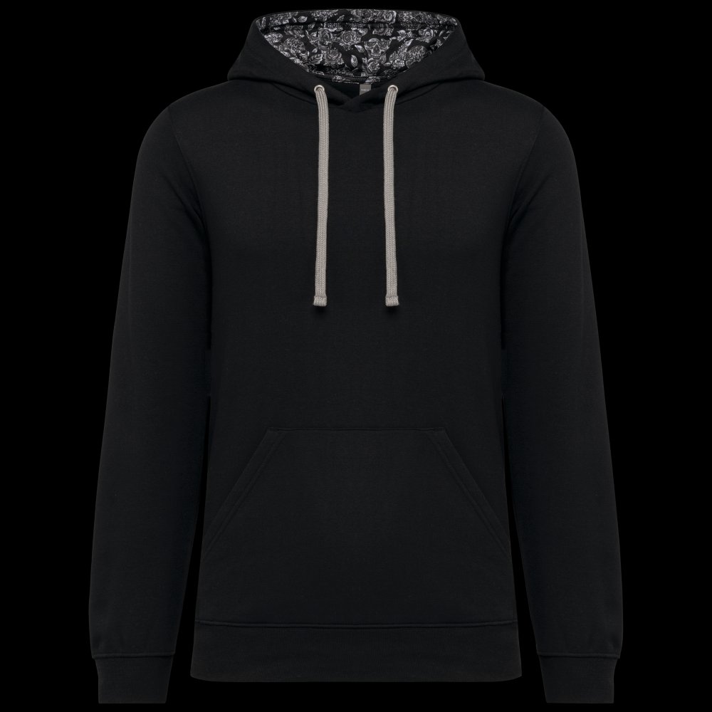 Sweat-shirt à capuche contrastée à motifs unisexe