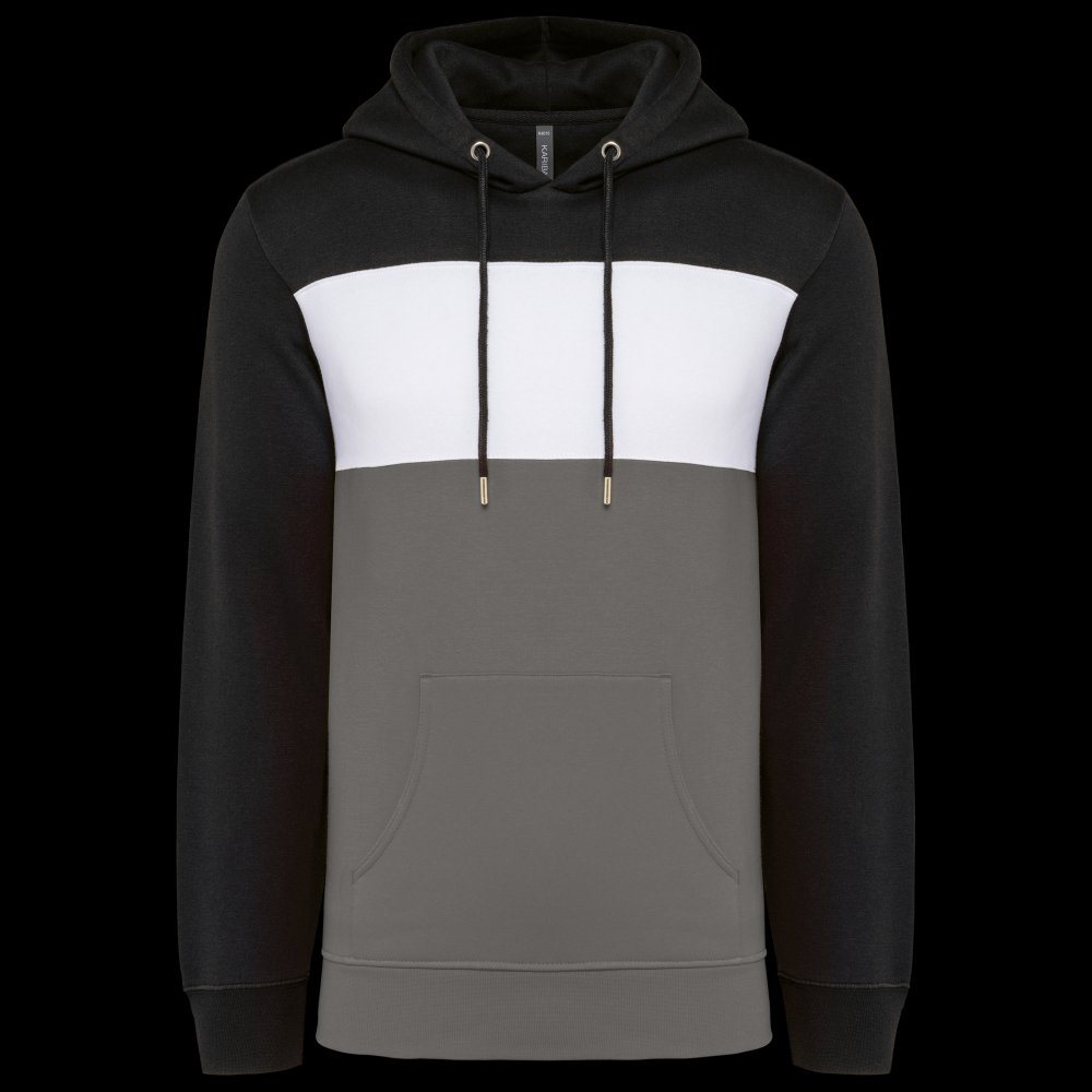 Sweat-shirt tricolore à capuche unisexe