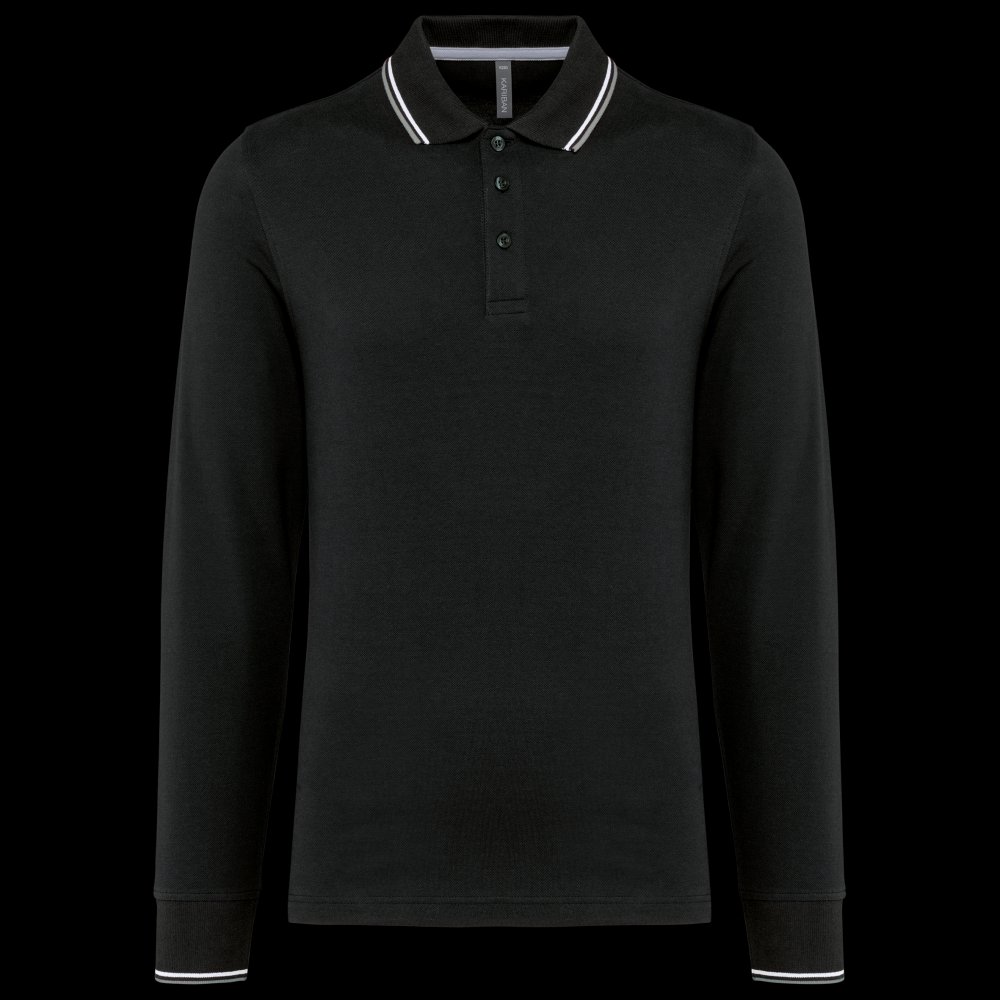 Polo maille piquée manches longues homme